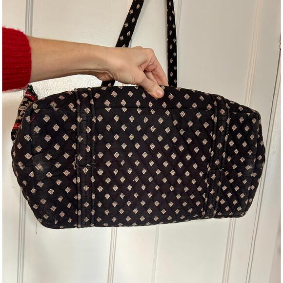 Vintage Vera Bradley Miller Shoulder Black Tote Bag | Overnight Luggage - Picture 8 of 8
